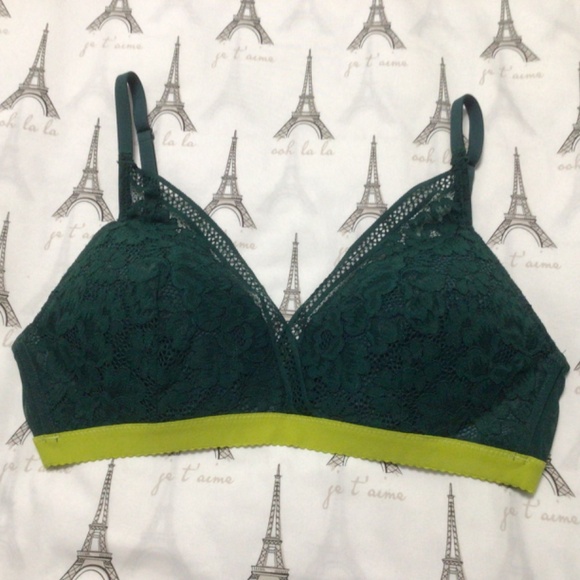 Knix Lace Deep-V Bra Sz M in Emerald - Picture 4 of 6